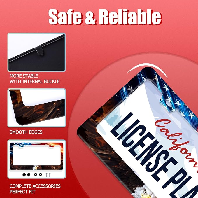 American Flag Bald Eagle License Plate Frame Patriotic License Plate Frames - Image 4