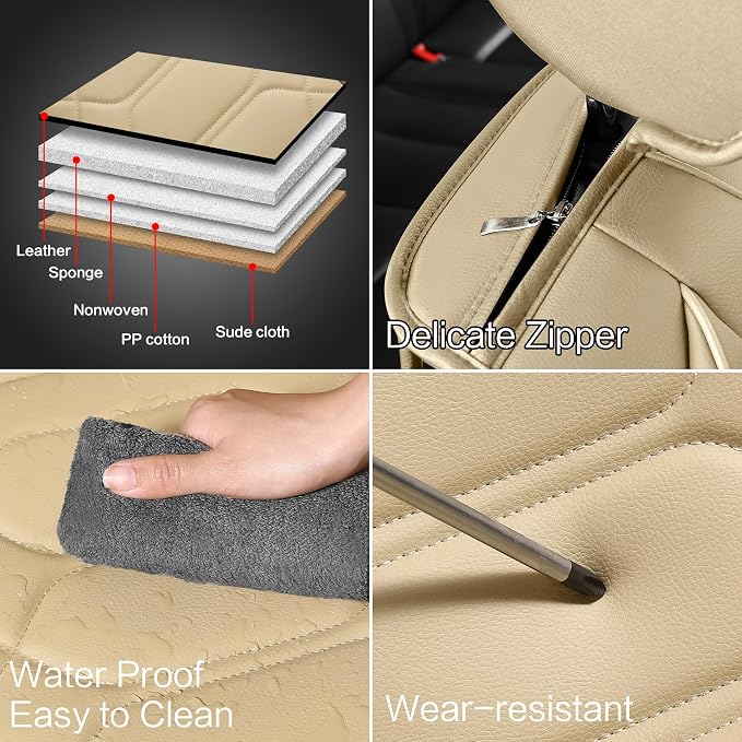 Pariitadin Leather Car Seat Covers Full Set, Waterproof Breathable Faux Leather - Image 6