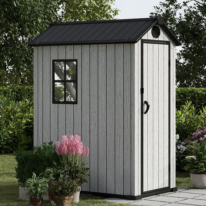 3.4x5.3 FT Resin Outdoor Storage Shed, 125 Cuft Garden Tool Sheds & Outdoor - Image 5