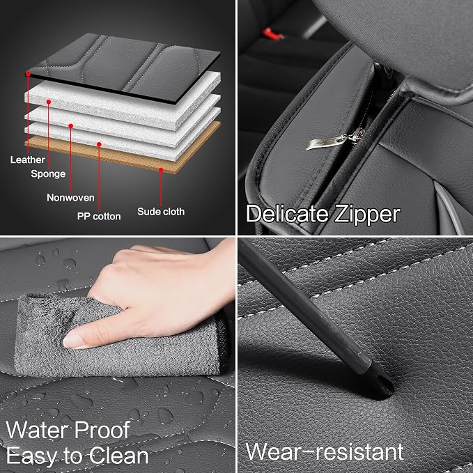 Pariitadin Leather Car Seat Covers Front Pair, Waterproof Breathable Faux - Image 6