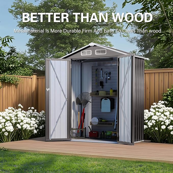 ARMSET 5x3 FT Metal Outdoor Storage Shed - Image 5