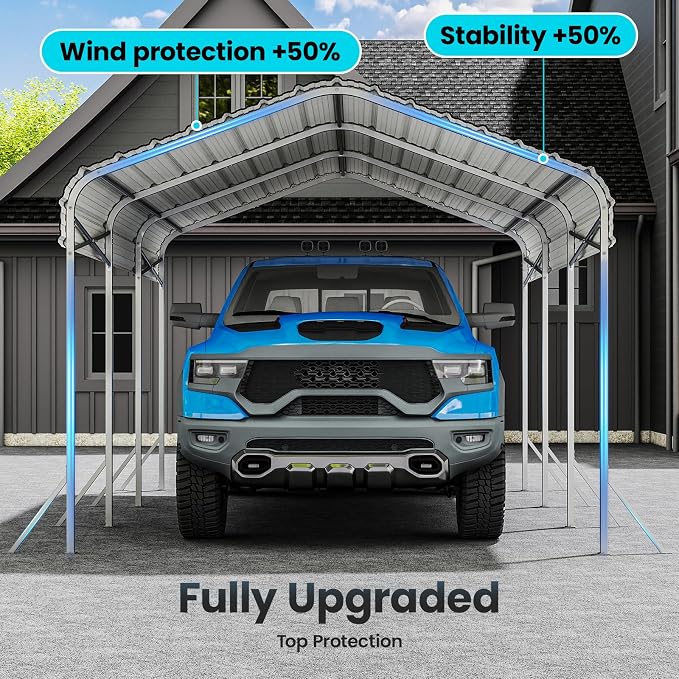 10x15' Heavy Duty Metal Carport – Sturdy Structure, All-Weather Protection - Image 7