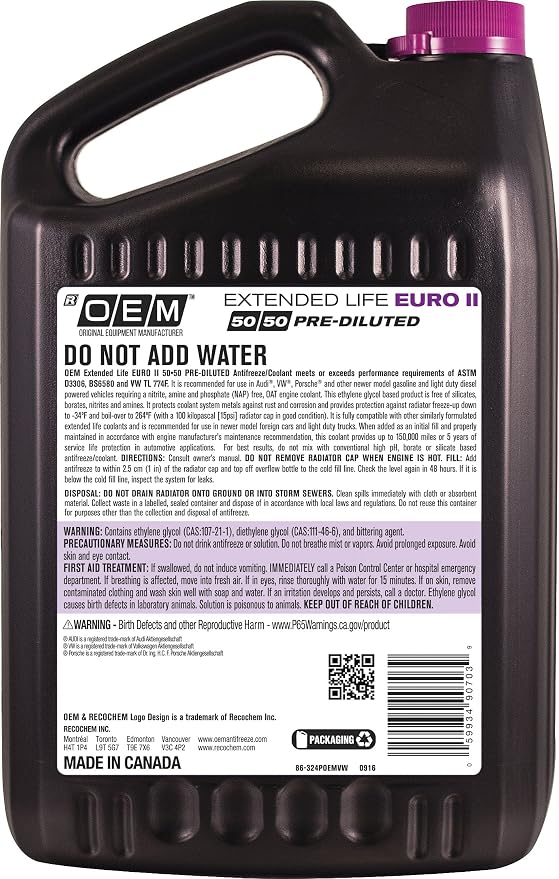 OEM Recochem European Vehicles Premium Antifreeze 50/50 Extended Life Coolant - Image 2