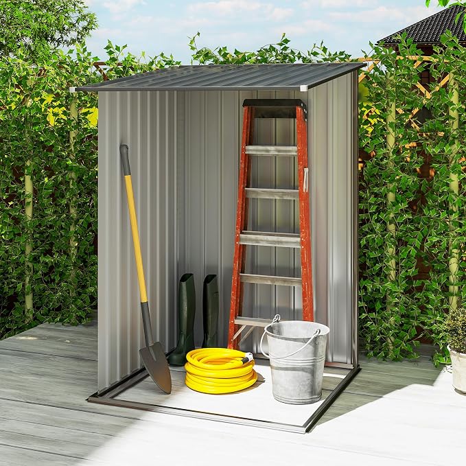 Outsunny 3.3' x 3.4' Outdoor Storage Shed, Metal Garden Tool House - Image 5