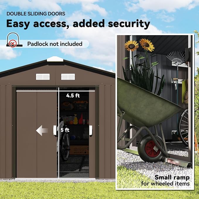 Outsunny 11' x 13' Outdoor Storage Shed, Garden Tool Metal Shed - Image 4