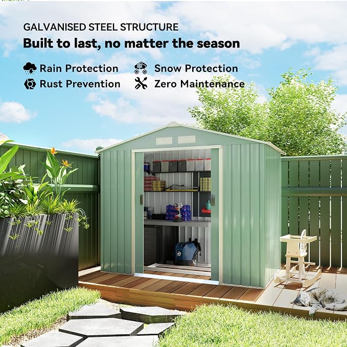 Outsunny 7' x 4' Outdoor Storage Shed, Garden Tool Metal Shed - Image 3