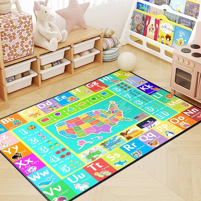 ABC Rug for Kids Playroom, Educational Learning Mat - Image 6