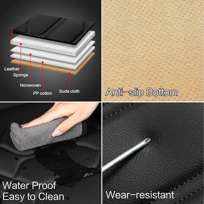 Pariitadin Leather Car Seat Covers Full Set, Waterproof Faux Leather Seat Covers - Image 6
