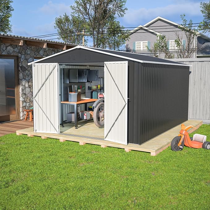 Outdoor Storage Shed 10x12 FT, Utility Metal Tool Storage by ForEveryCornerofLife