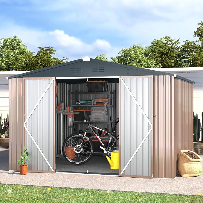 AECOJOY 10'x10' Outdoor Storage Shed, Large Metal Sheds & Outdoor Storage by AECOJOY