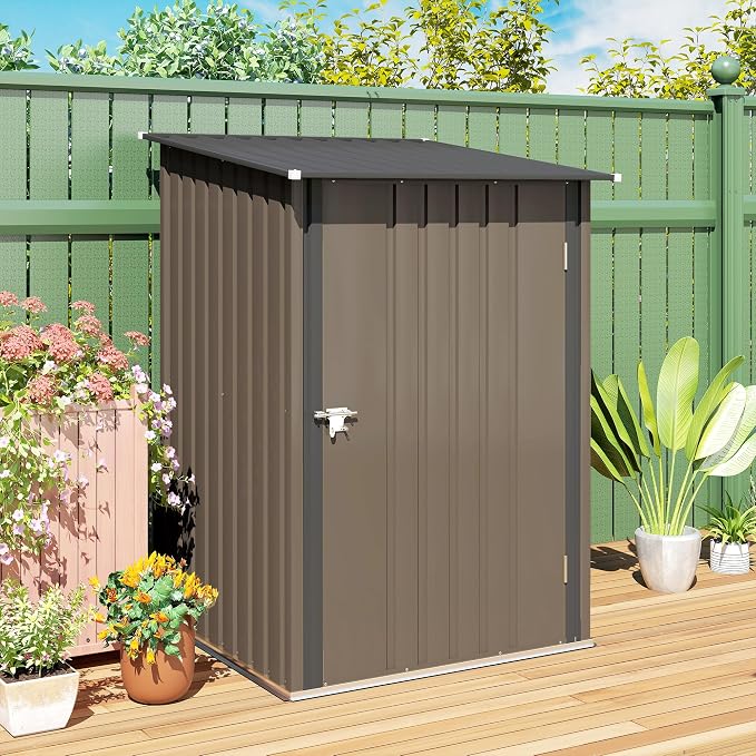 Outsunny 3.3' x 3.4' Outdoor Storage Shed, Metal Garden Tool House - Image 8