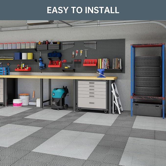 Durable Polypropylene Interlocking Modular Garage Floor Tiles, Versatile - Image 6