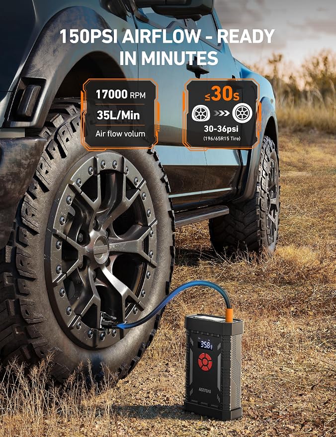 AstroAI A30 Jump Starter with Air Compressor, 4000A & 150PSI Portable Car - Image 3