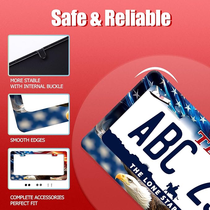 American Flag Eagle License Plate Frame Patriotic Flag License Plate Holder - Image 2