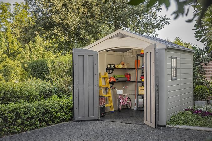Keter Factor 8x8 Foot Large Resin Outdoor Shed - Image 4