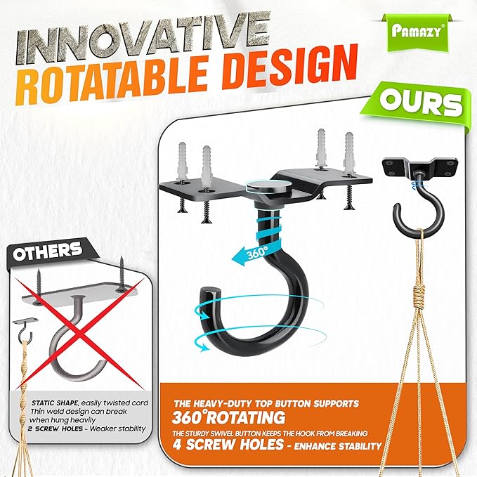2Pcs 200LBS Rotatable Ceiling Hooks - Image 3