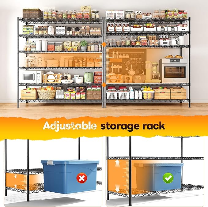 REIBII 83" H Storage Shelves 3840LBS Metal Shelving Unit 6 Tier Wire Shelving - Image 6