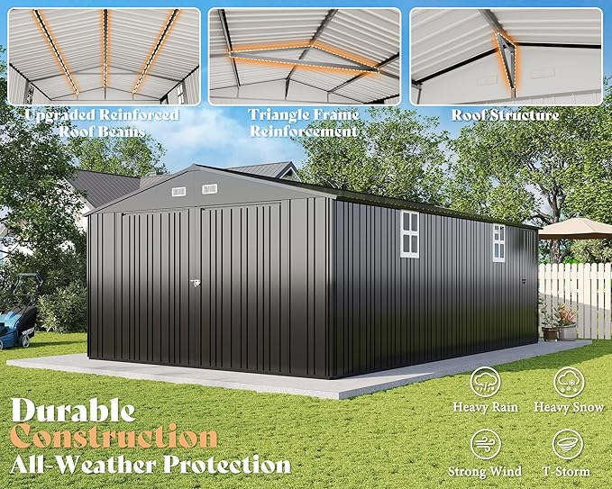 AMERLIFE 13.2x21x8.4 FT Outdoor Metal Garage Shed, Extra Large Storage Shed - Image 6