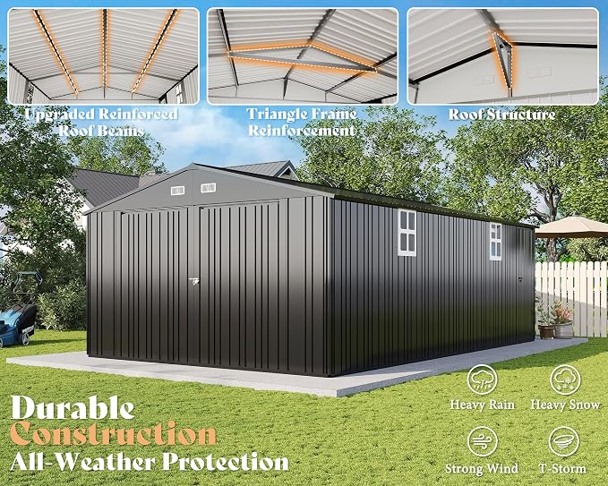 AMERLIFE 13.2x21x8.4 FT Outdoor Metal Garage Shed, Extra Large Storage Shed - Image 7