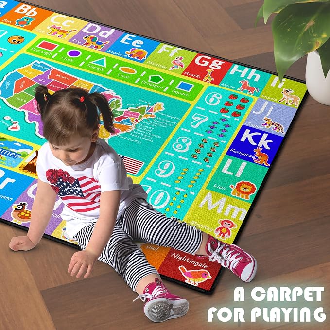 ABC Rug for Kids Playroom, Educational Learning Mat - Image 4