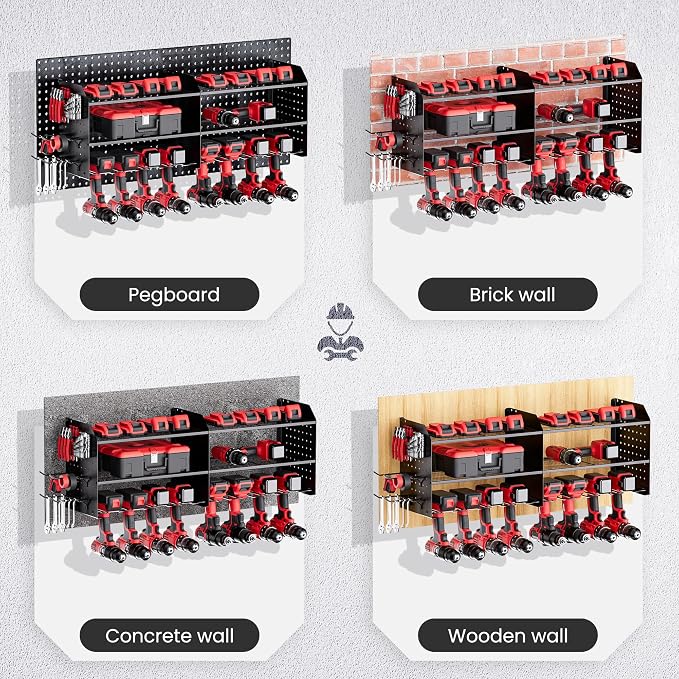TRZZ 2-in-1 Power Tool Organizer Wall Mount, 3-Layer Drill Holder - Image 6