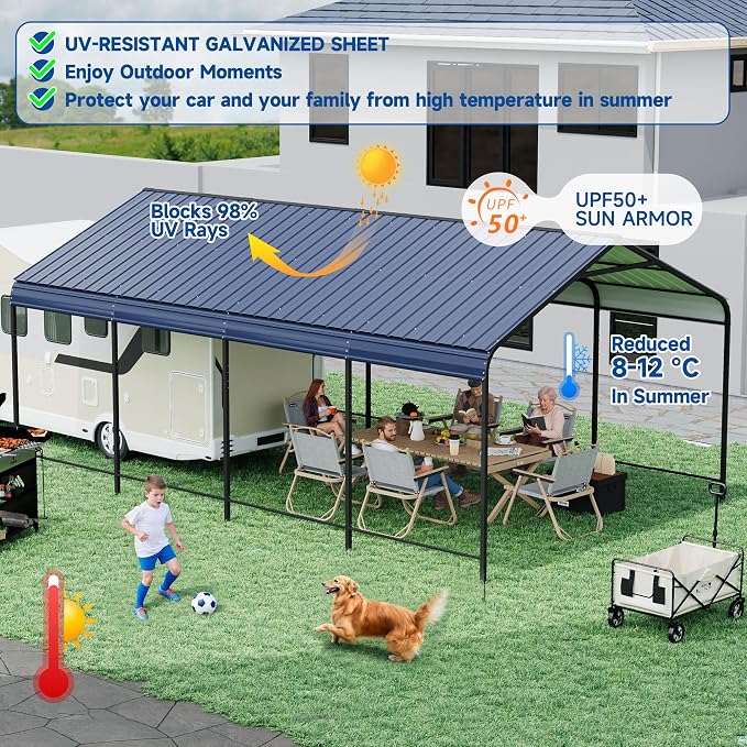 STHOUYN Car Ports 12x20 Heavy Duty Metal Carport Kit, UPF50+ UV Protection - Image 2