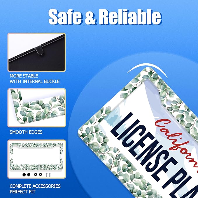 Green Leaf License Plate Frame Colorful License Plate Stainless Steel Funny - Image 2