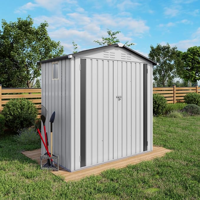 6x3.6FT Storage Shed, Outdoor Galvanized Steel Garden Shed by Vigohuseeo