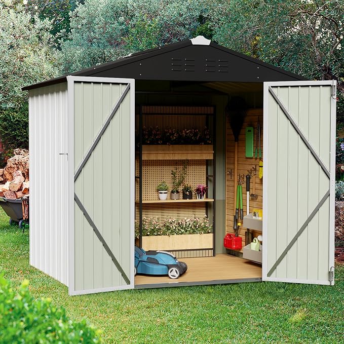 JUMMICO Metal Outdoor Storage Shed 6 x 8 FT Metal Shed - Image 6