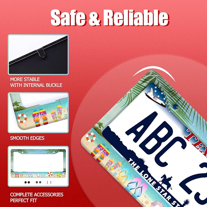 Beach Flip Flops License Plate Frame Funny Seaside License Plate Frames - Image 2