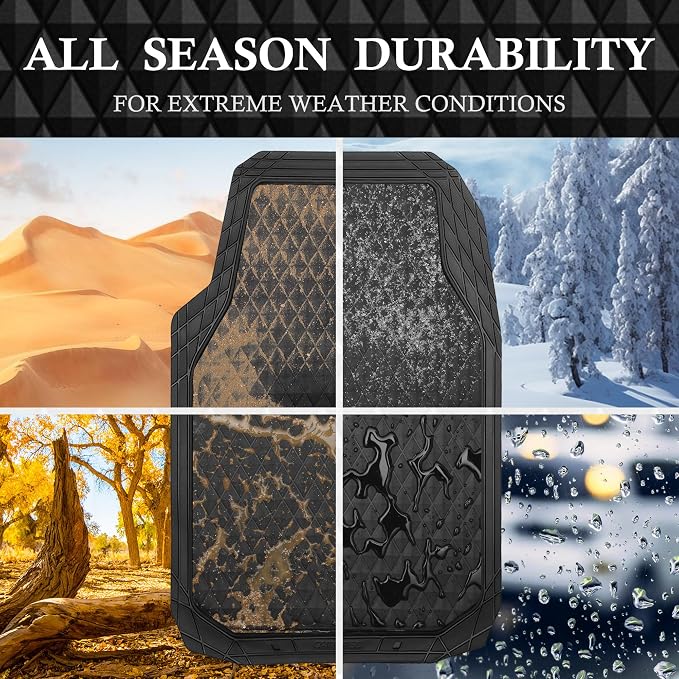 CAR PASS Black Rubber Car Mats, All-Weather Floor Mats Full Set Durable - Image 6