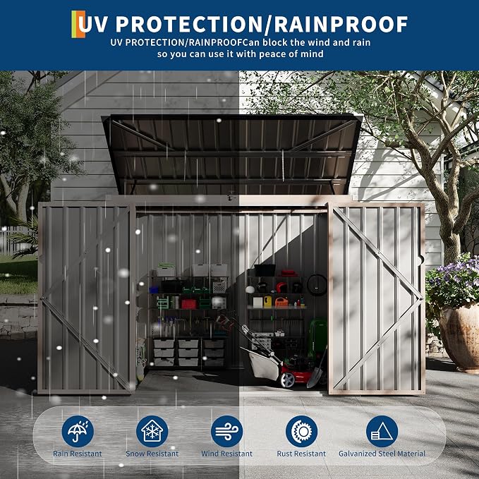 Outdoor Trash Can Storage 2 Binsgarbage Bin Storage Shed, 3x6 FT Garbage Bin - Image 4
