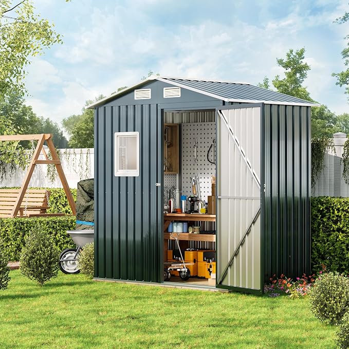 6X4X6.5 FT Compact Vertical Outdoor Steel Storage Shed - Image 9