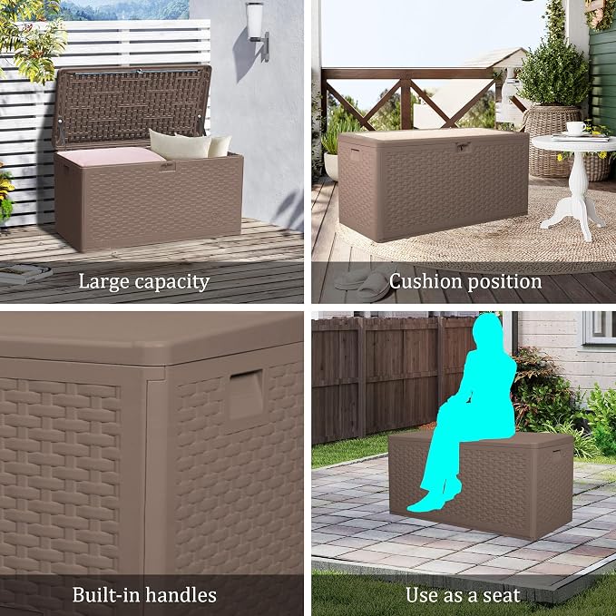 73 Gallon Pro Waterproof Outdoor Storage Pro Resin Deck Box Bin - Image 9