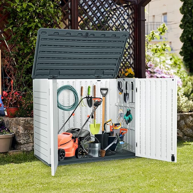 YITAHOME Outdoor Horizontal Storage Sheds w/o Shelf, 35 Cu Ft Lockable Resin - Image 2