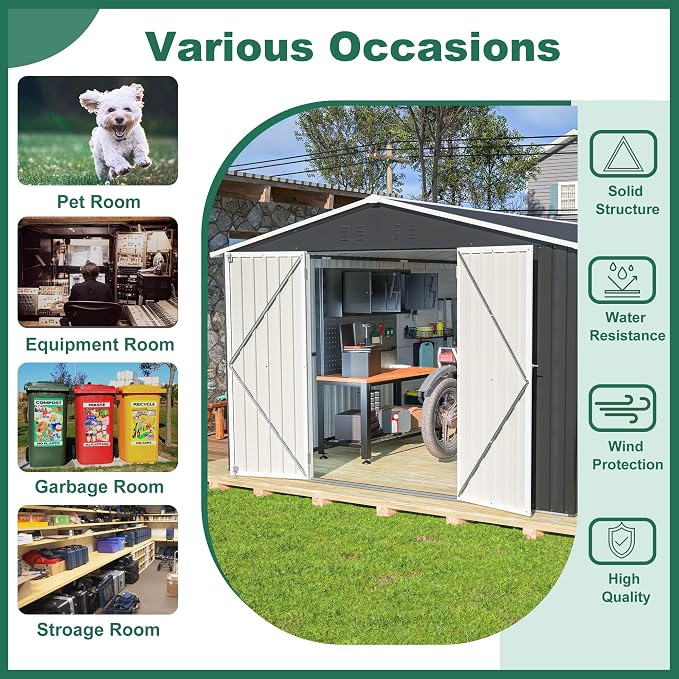 Outdoor Storage Shed 10x12 FT, Utility Metal Tool Storage - Image 6