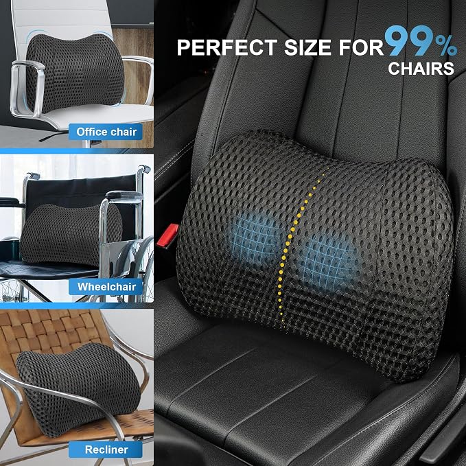 Mesh Memory Foam Lumbar Cushion Offers Comfortable Back Support and Pain Relief - Image 8