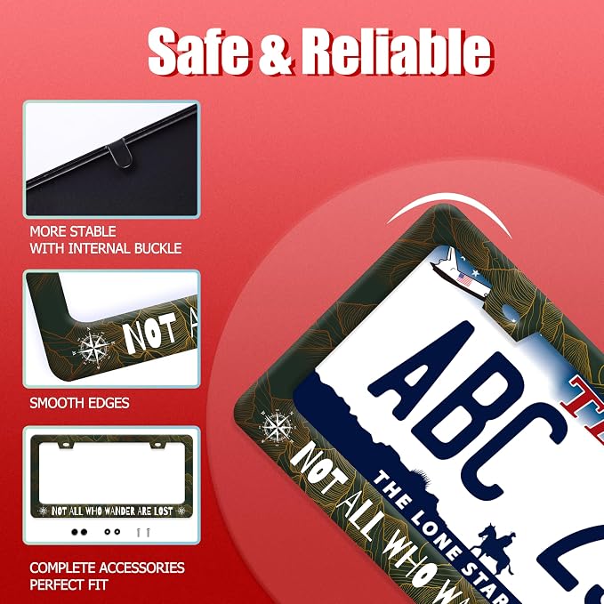 Not All Who Wander are Lost License Plate Frame Funny Golden Mountains License - Image 2