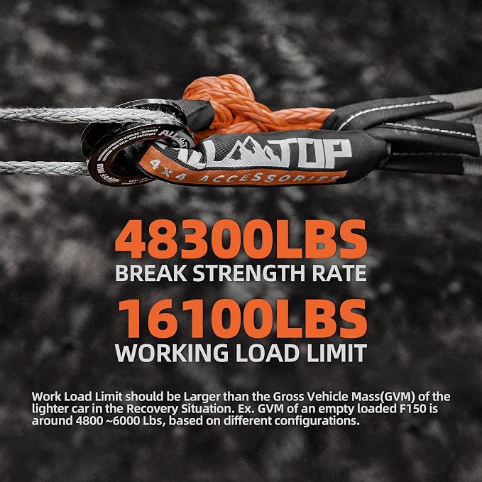 ALL-TOP Synthetic Soft Shackle Rope 1/2in x 22in UHMWPE Recovery Tow Shackles - Image 5