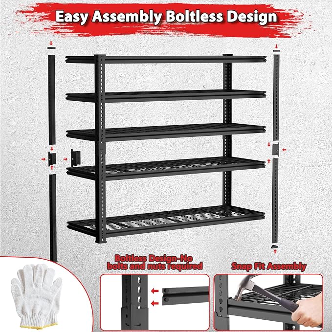 Storage Shelves 3PCS, Garage Shelving Heavy Duty 1920LBS Capacity, 4 Tier - Image 6