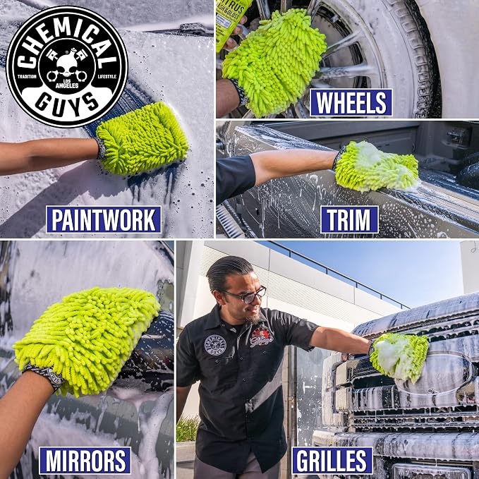 Chemical Guys, Chenille Premium Scratch-Free Microfiber Wash Mitt, Lime Green - Image 7