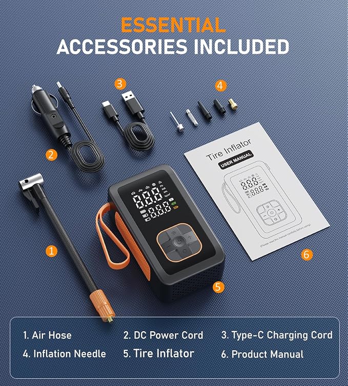 Tire Inflator Portable Air Compressor, 180PSI & 15000mAh Cordless Air Pump - Image 8