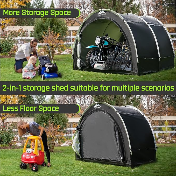 Happy Travel Bike Storage Tent Shed, Outdoor Waterproof Bicycle Covers Shelter - Image 3