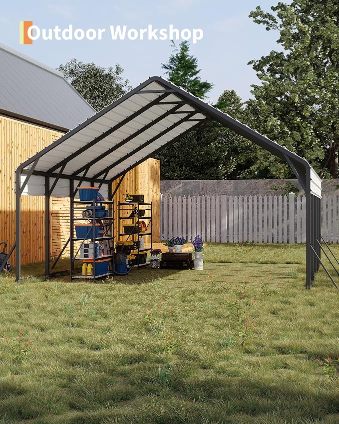 20'x20'x13' Metal Carport for 2 Cars, Heavy Duty Car Ports for Heavy Snow - Image 7
