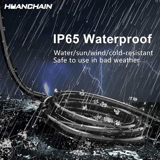 HUANCHAIN Indoor Outdoor Black Extension Cord 20 ft Waterproof, 16/3 Gauge - Image 5