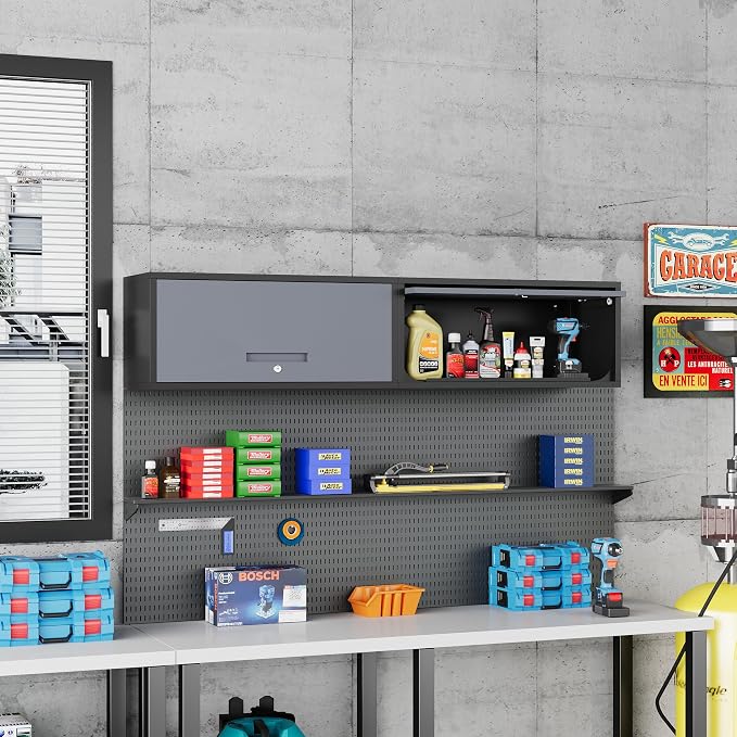 Metal Storage Cabinet Black&Gray Wall Cabinets - Image 9