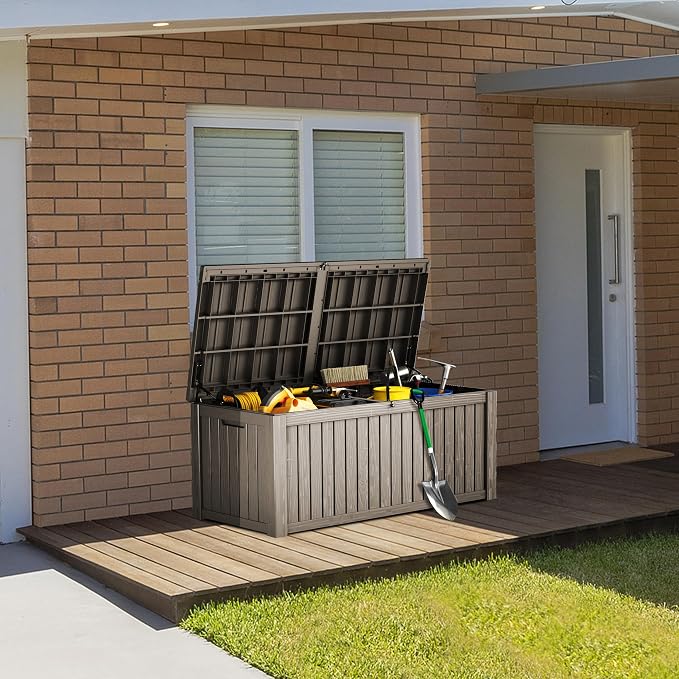 180 Gallon Lockable Resin Deck Box, Waterproof & UV-Resistant Outdoor Storage - Image 4