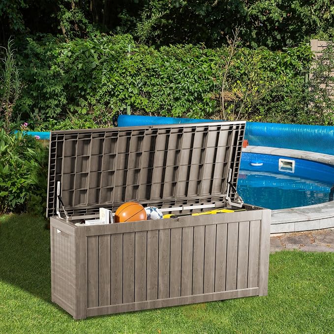 200 Gallon Lockable Resin Deck Box, Waterproof & UV-Resistant Outdoor Storage - Image 4