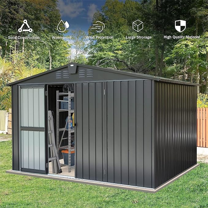 IKERY Galvanized Steel Storage Shed - Image 4