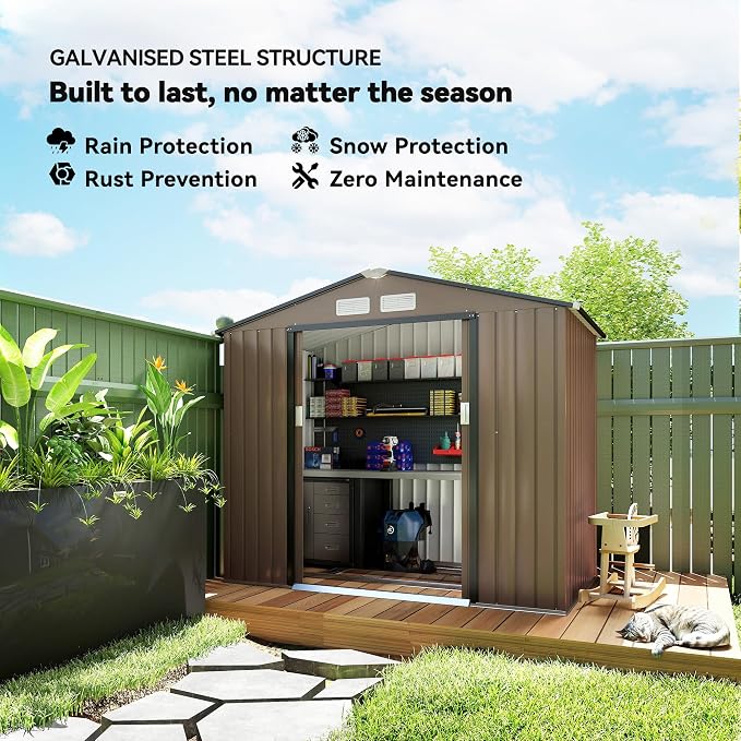 Outsunny 7' x 4' Outdoor Storage Shed, Garden Tool Metal Shed - Image 3